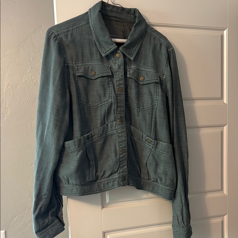 Anthropologie Green Bomber Jacket Classic Style